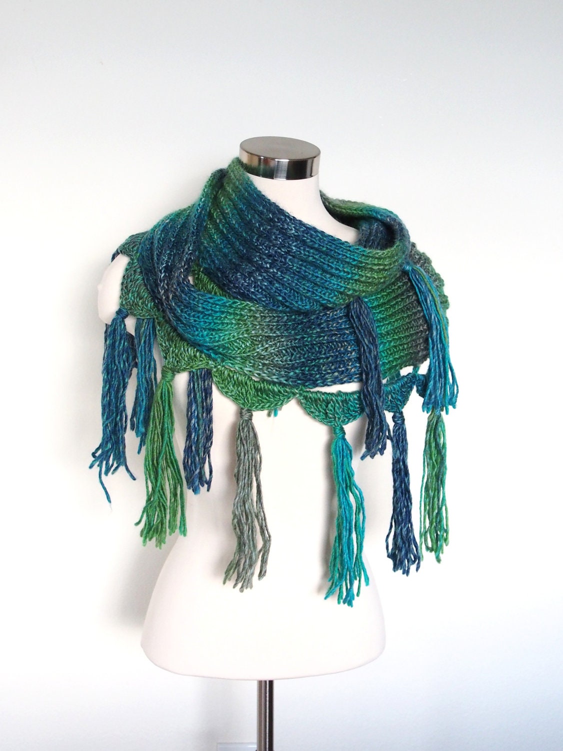 Long Scarf - Blue cowl - Knit scarf - Winter accessories - For her - Christmas gift