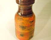 Large shiny and bright orange floor vase West Germany Carstens studio Tonnieshof