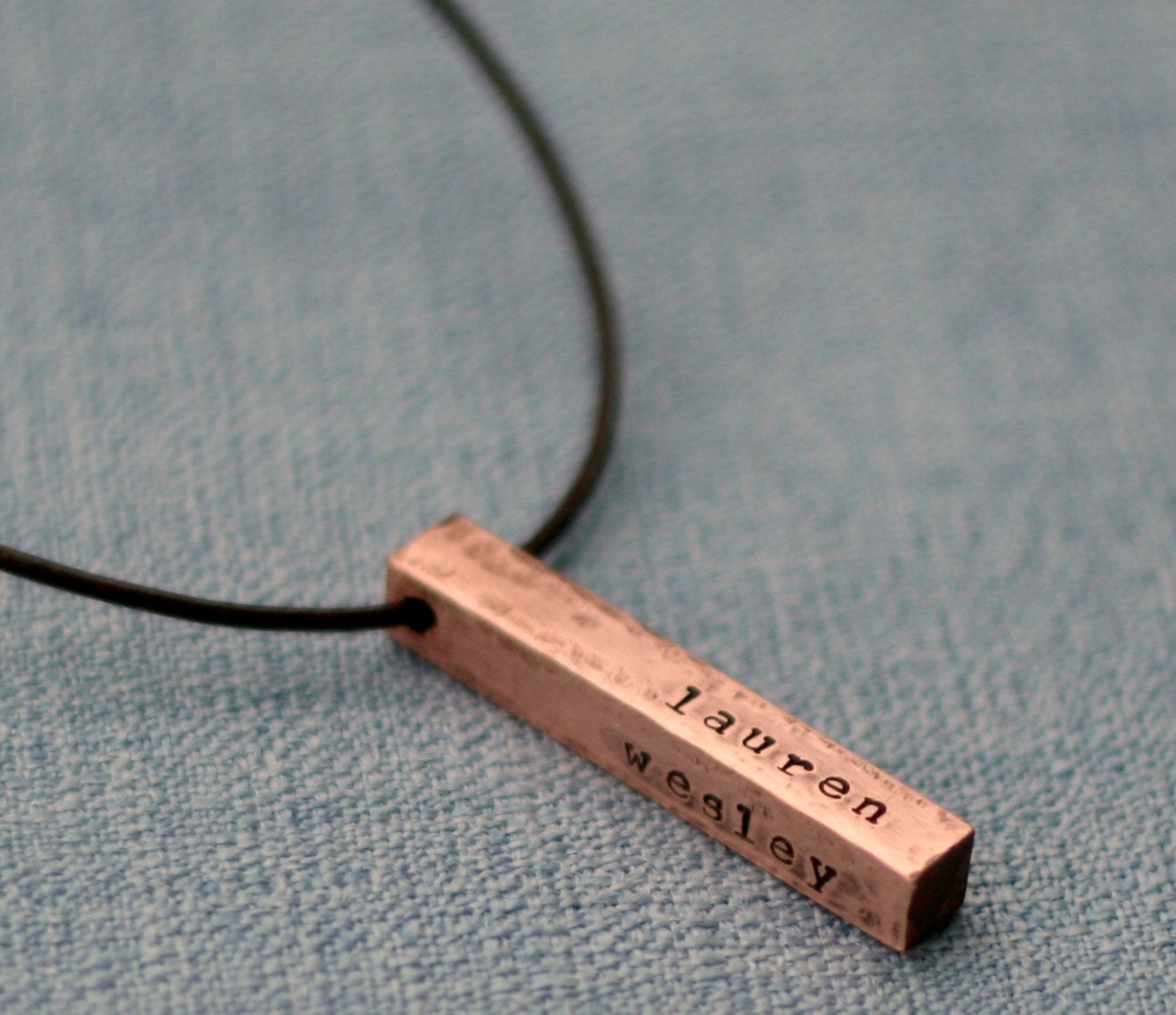 Hand Stamped Mens Necklace Rustic Copper Bar Hand Stamped Jewelry Personalized Necklace