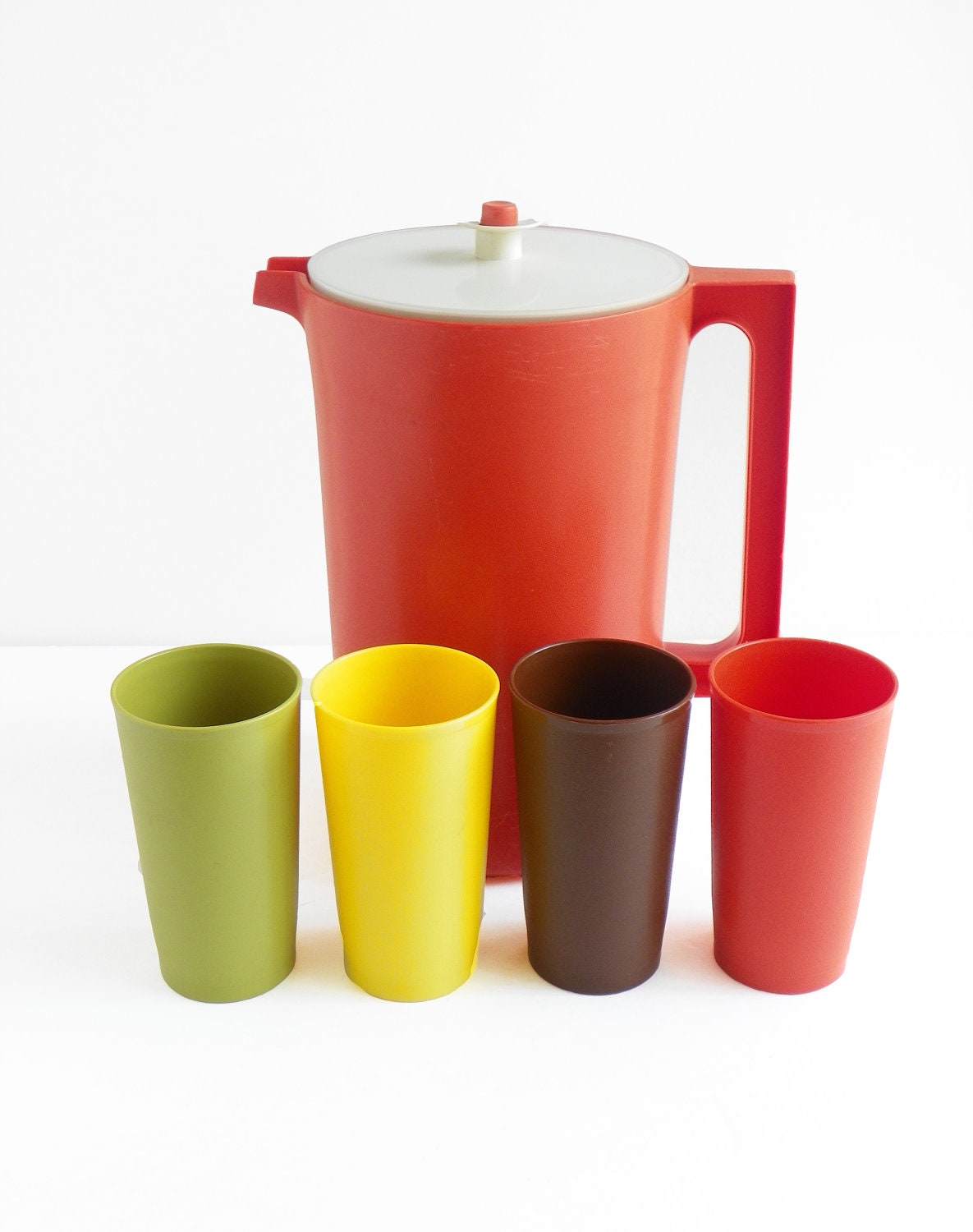 Vintage Tupperware Cups w/ 1 Gal Pitcher by cheerfulowl on Etsy