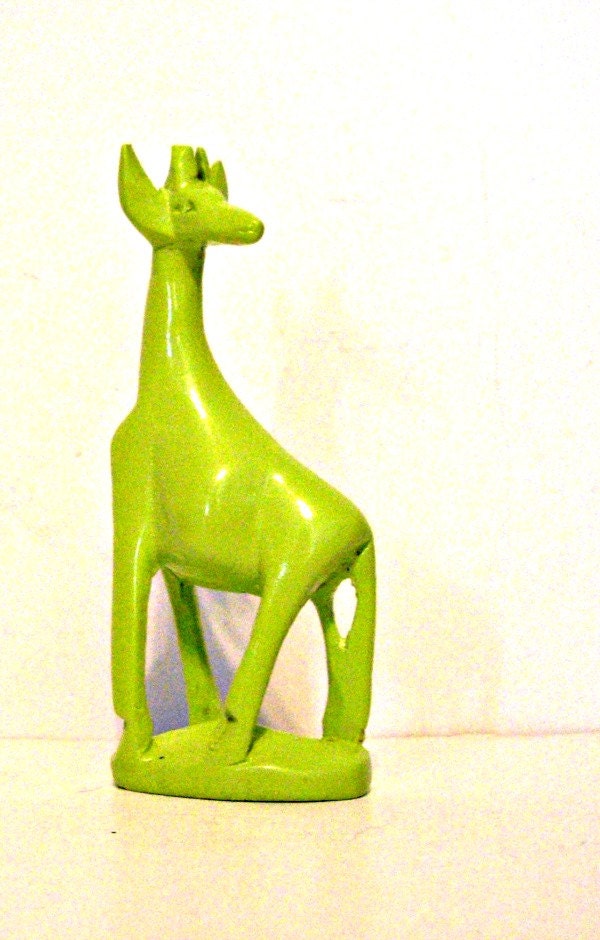 Spotless Wood Giraffe Sculpture - art/ african/ pop/ kitsch