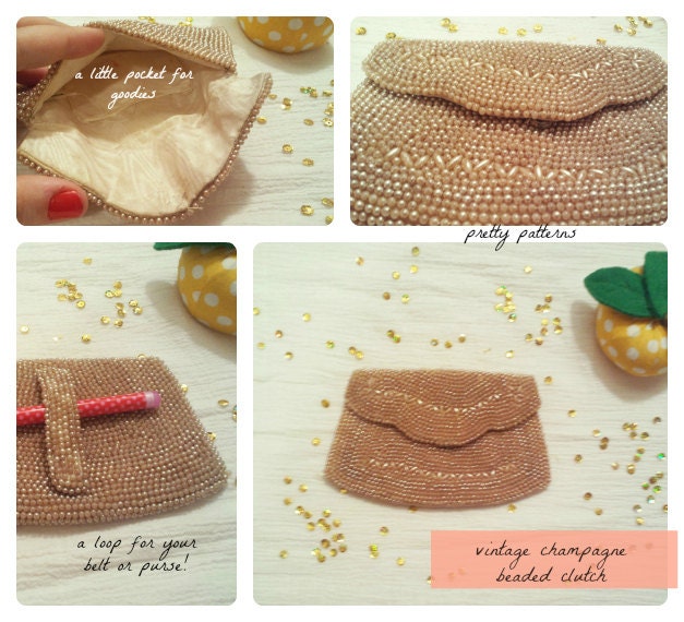 ON SALE--Vintage Scallop Beaded Clutch--Bridal