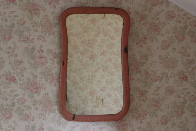 Antique Curved Wood Mirror