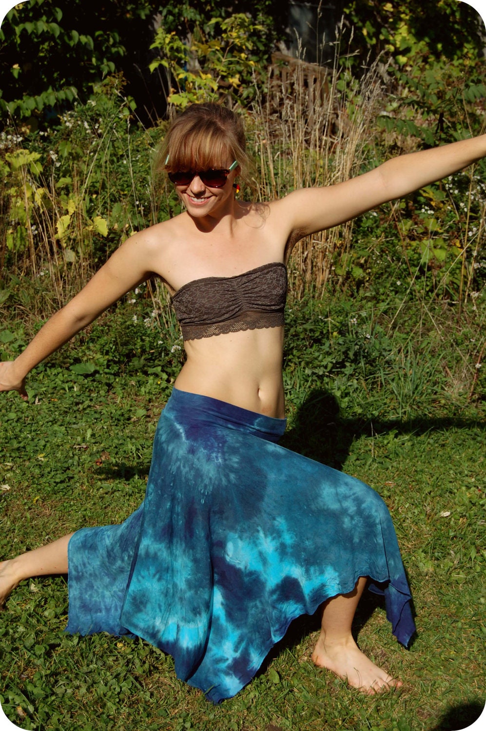 Bamboo pixie skirt asymmetric gypsy woodland fairy tie dye psy wear maternity S, M, L