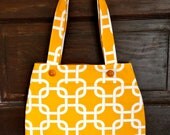 Yellow Geometric Button Tote