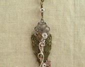 Skeleton Key Angel Wings Silver Swirls Necklace