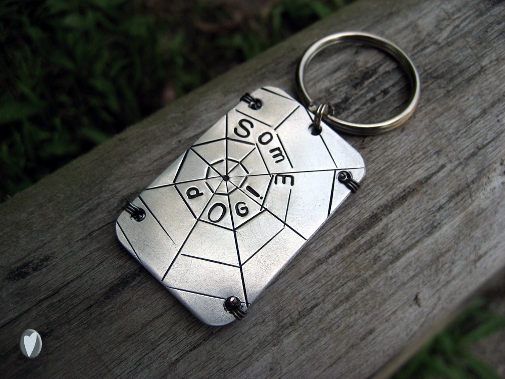 Aluminum Personalized Pet Id Tag - Charlotte's Web Inspired - Wire Wrapped - Large Dog