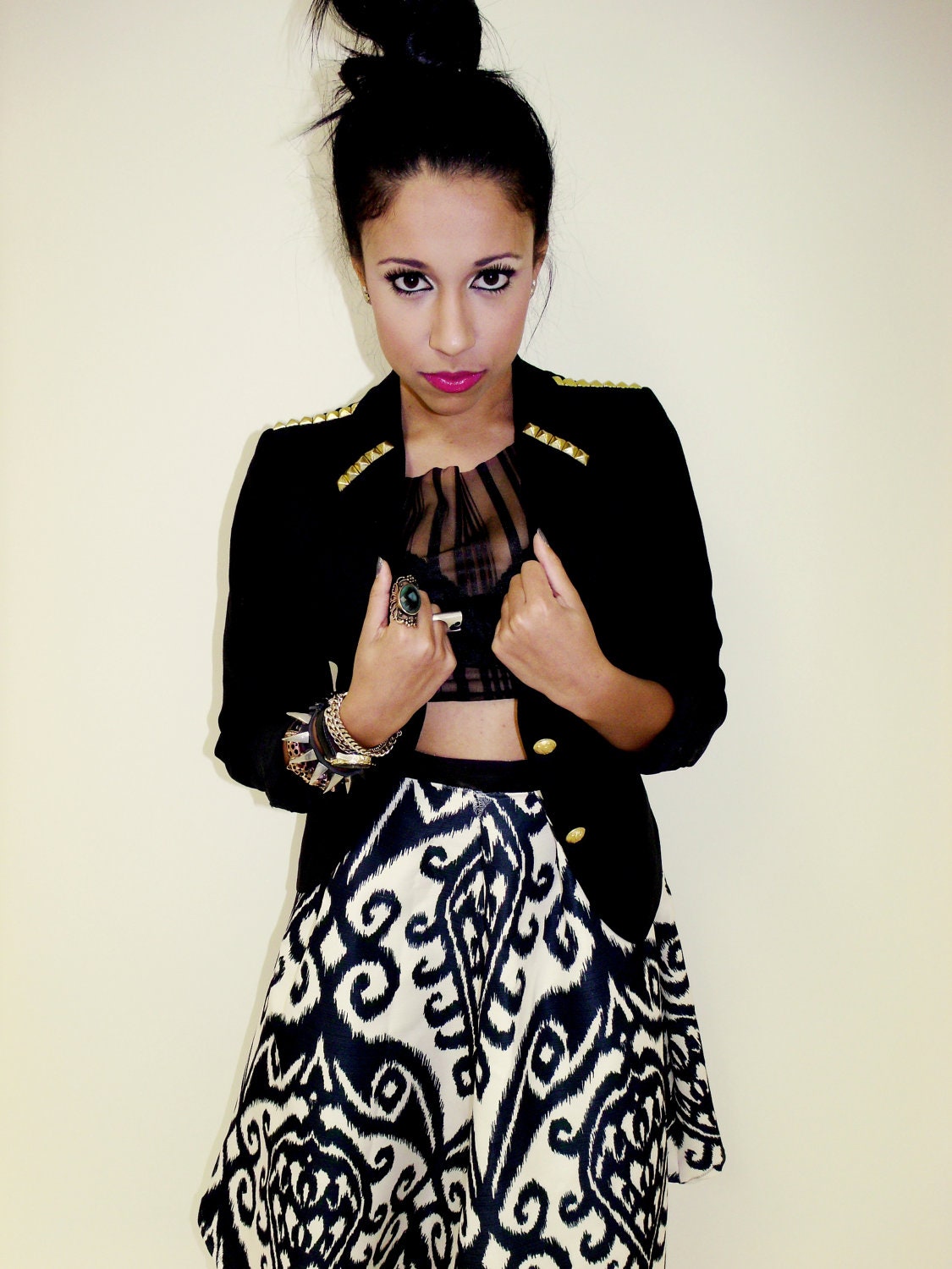 Black & Gold Studded Blazer