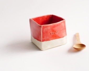 Sugar Bowl in Red- Handmade Ceramics by RossLab