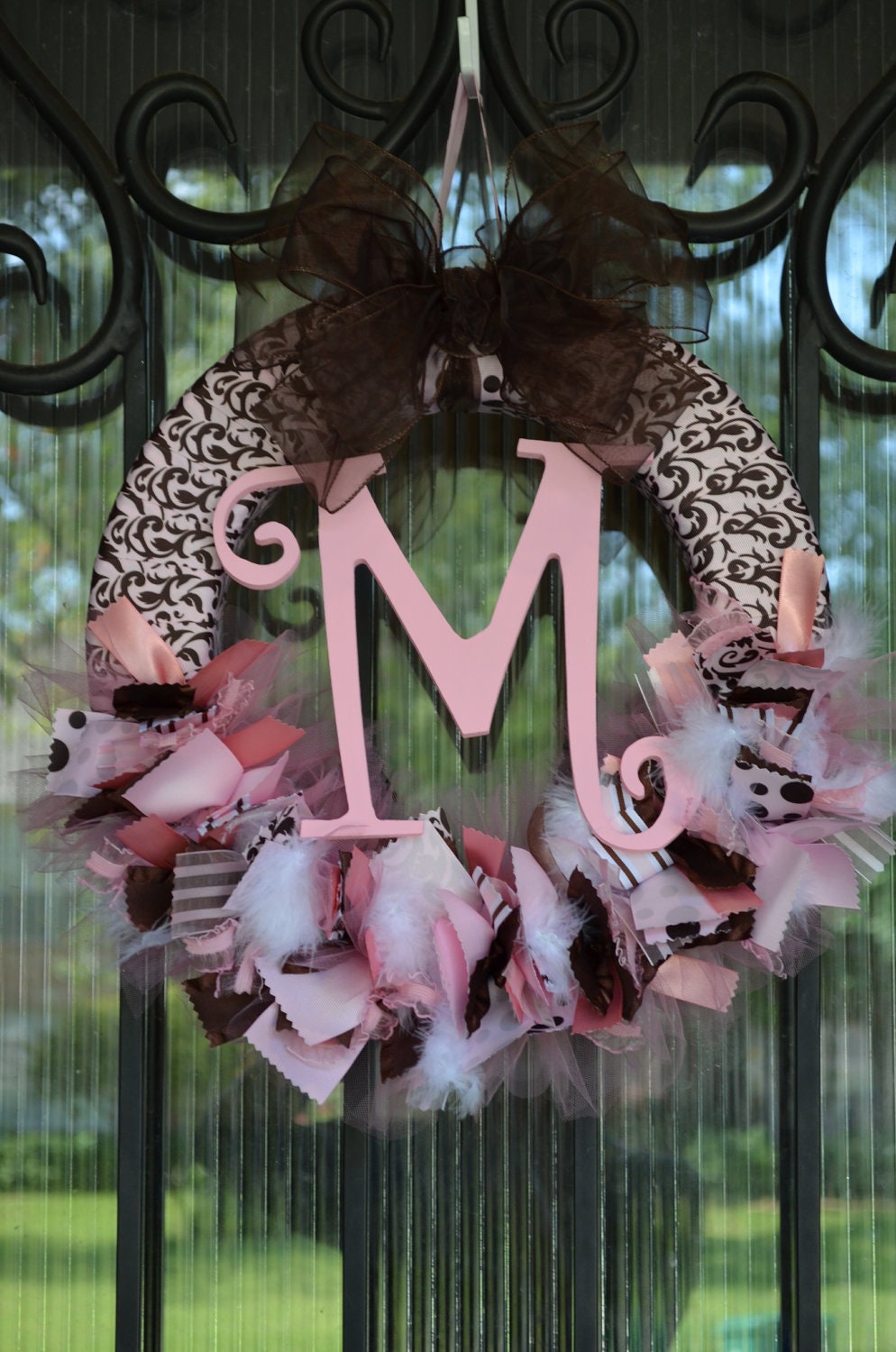 Pink and Brown Baby Wreath, Nursery, Hospital Door, Baby Shower