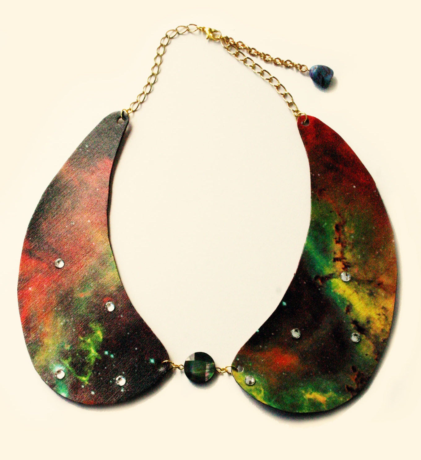 Stardust - Galaxy Faux Leather Peter Pan Collar Necklace with Swarovski and Stones