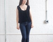 80s black velvet vest small