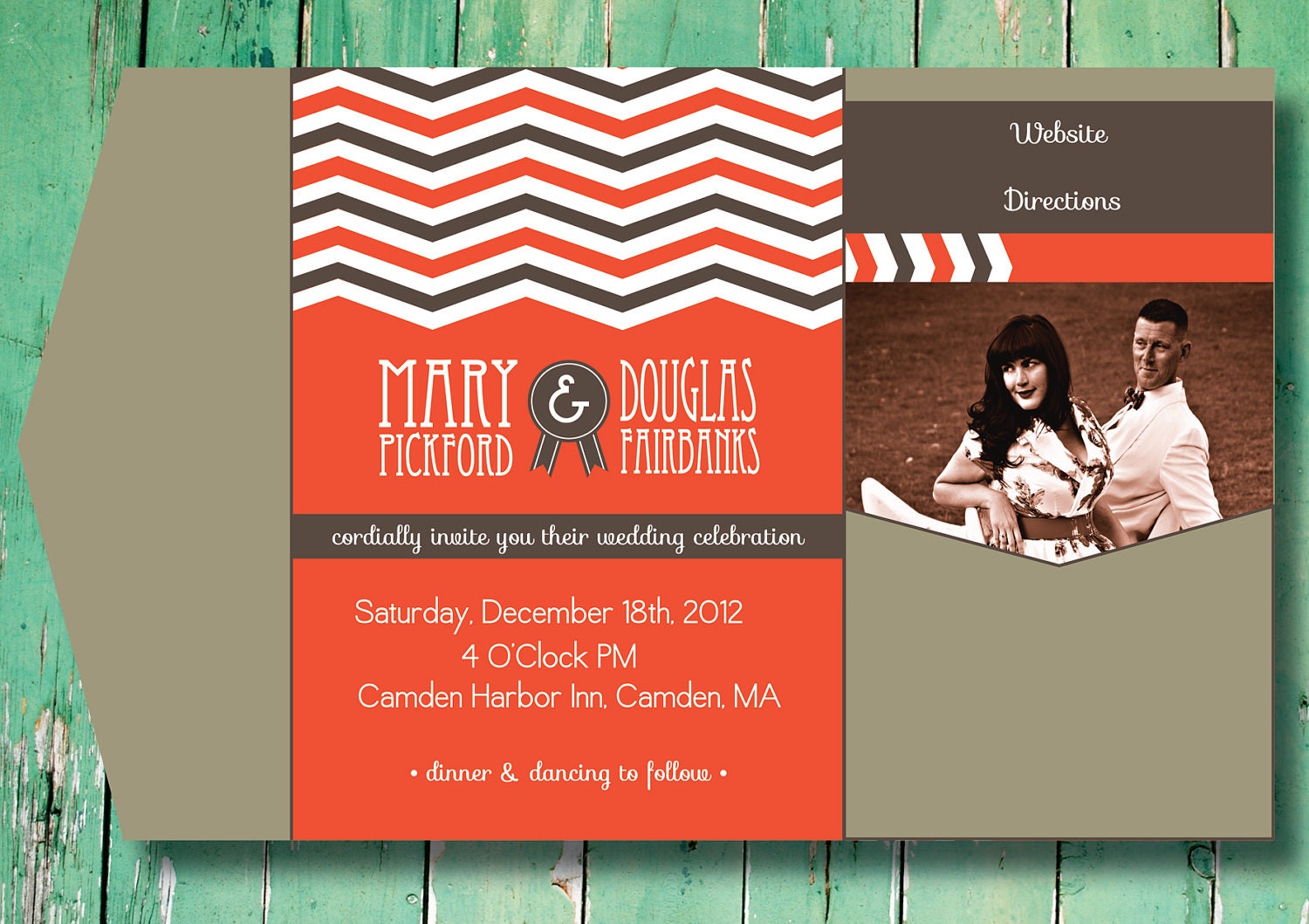 Custom Vintage Wedding Invitation: The Chevron Suite