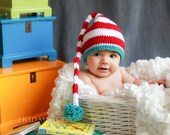 Baby Elf Hat - Dr Seuss - Baby Hat - Elf Hat Newborn, Toddler Hat - Baby Photo Prop - Red White Blue