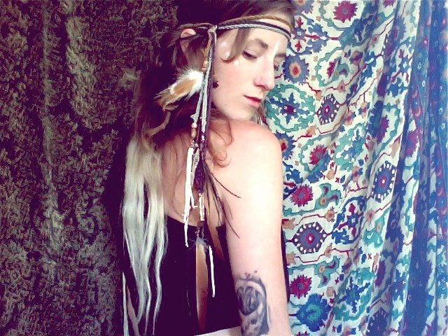 warrior of light. headdress & talisman. organic feathers. 'in stock/ ready to ship'