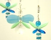 Hanging Mobile Butterfly Ornament, Childrens Mobile, Glass Suncatcher, Angel Suncatcher, Blue, Aqua, Blue Mobile, Crystal Suncatcher