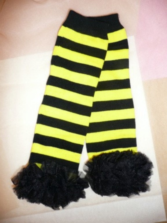 Yellow and Black Striped Leg Warmers with by PrincessEllasBoutiqu