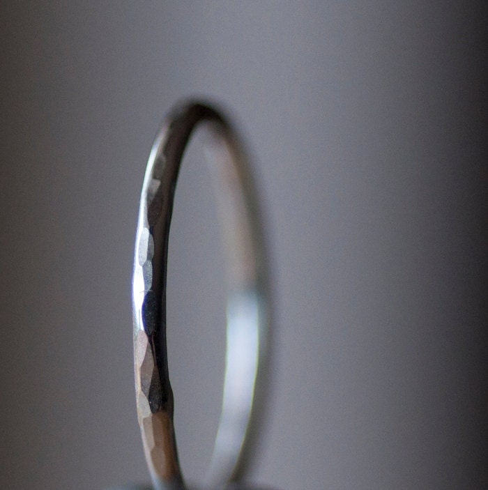 Stacking ring. Recycled sterling silver. Hammered texture - oblissjewellery