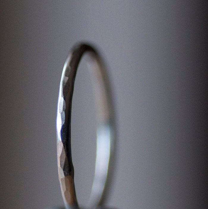 Stacking ring. Recycled sterling silver. Hammered texture