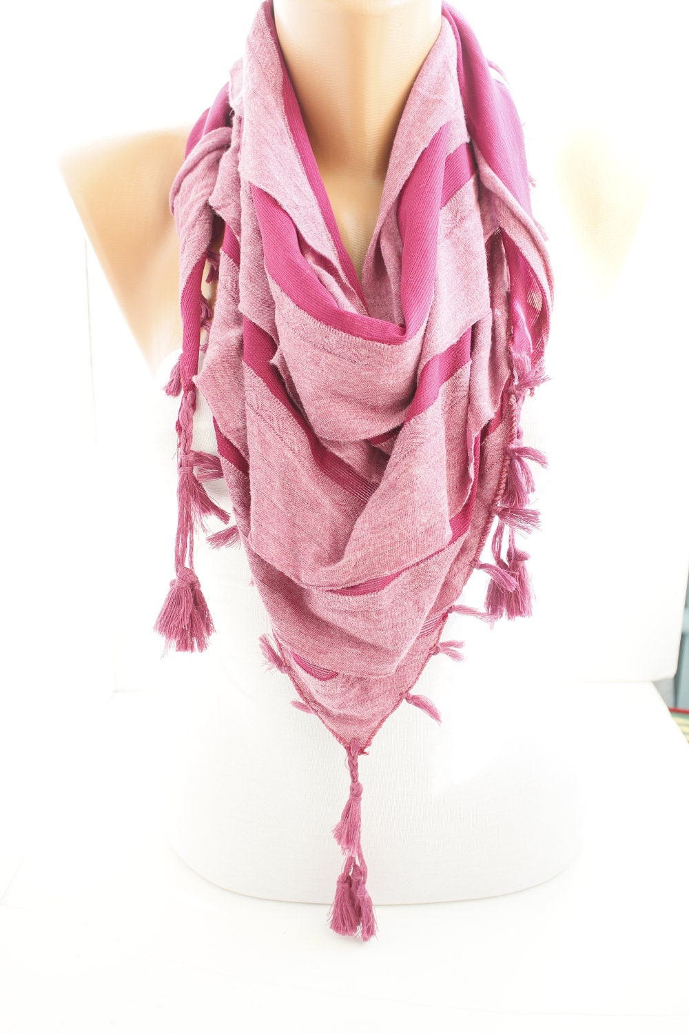 New- Gift- Deep Pink Fuchsia Triangle  Shawl Scarf