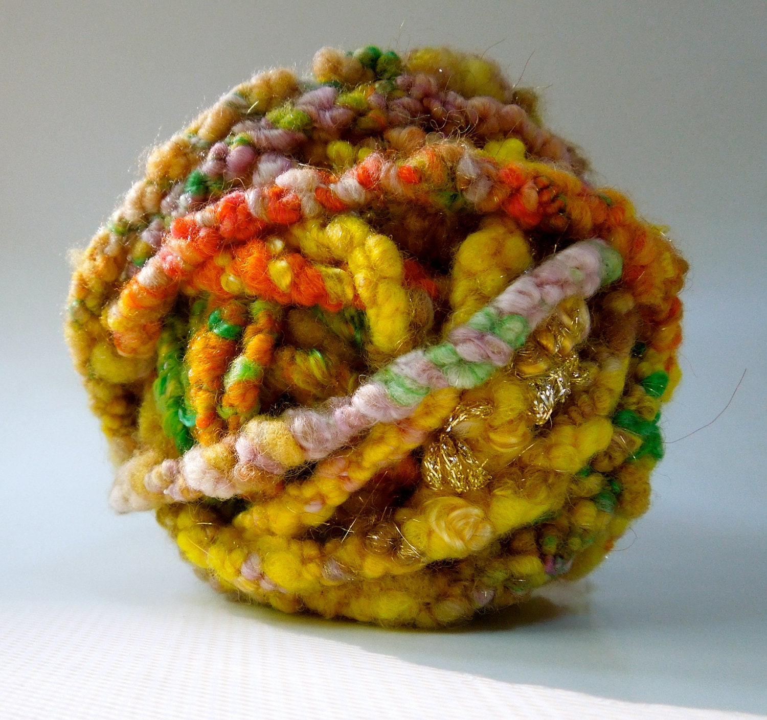Fresh Peppers "Coil Boil" Handspun 3 Ply Art Yarn