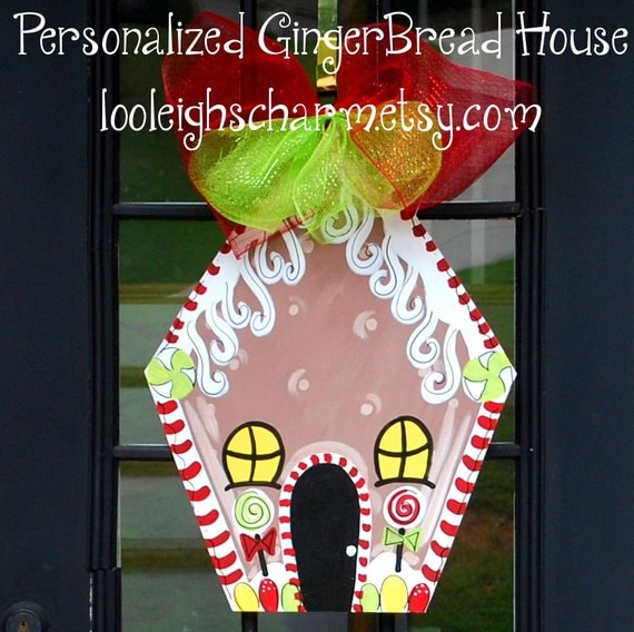 Christmas Door Hanger, Gingerbread House Decor, Christmas Decor, CIJ