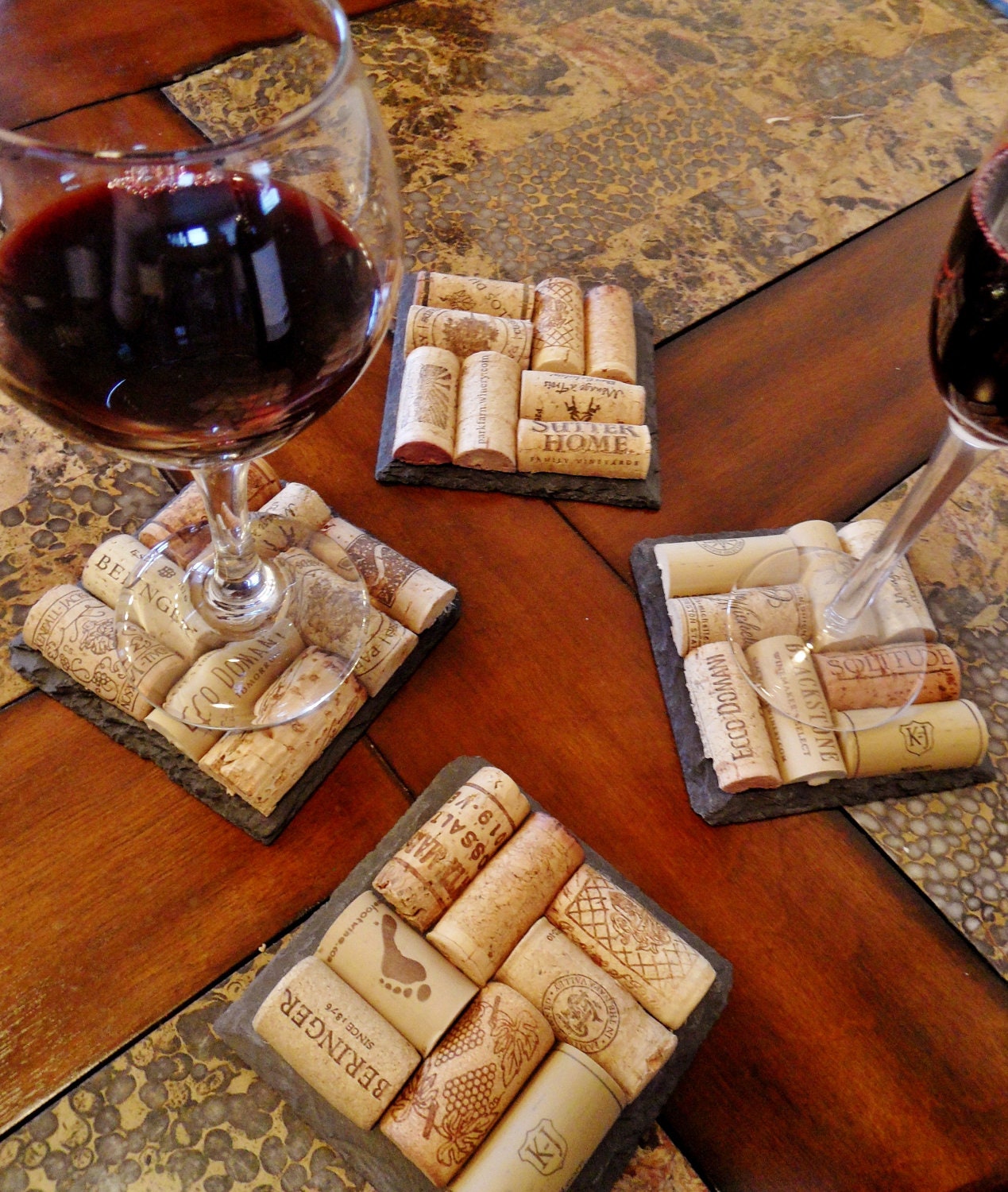 Slate Wine Cork Coasters (Set of 2)