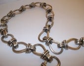 RARE Mexican Huge Sterling Silver Link Necklace Choker/  Unique Sterling Jewelry/ 925 VTG Link Necklace/ Silver Chain Necklaces/ VTG Silver
