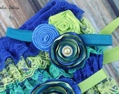 The Peacock Headband- Blue, Teal, Lime, Green, turquoise, Cake Smash, 1st birthday, baby, Birthday, Girl, Newborn, Infant, Toddler