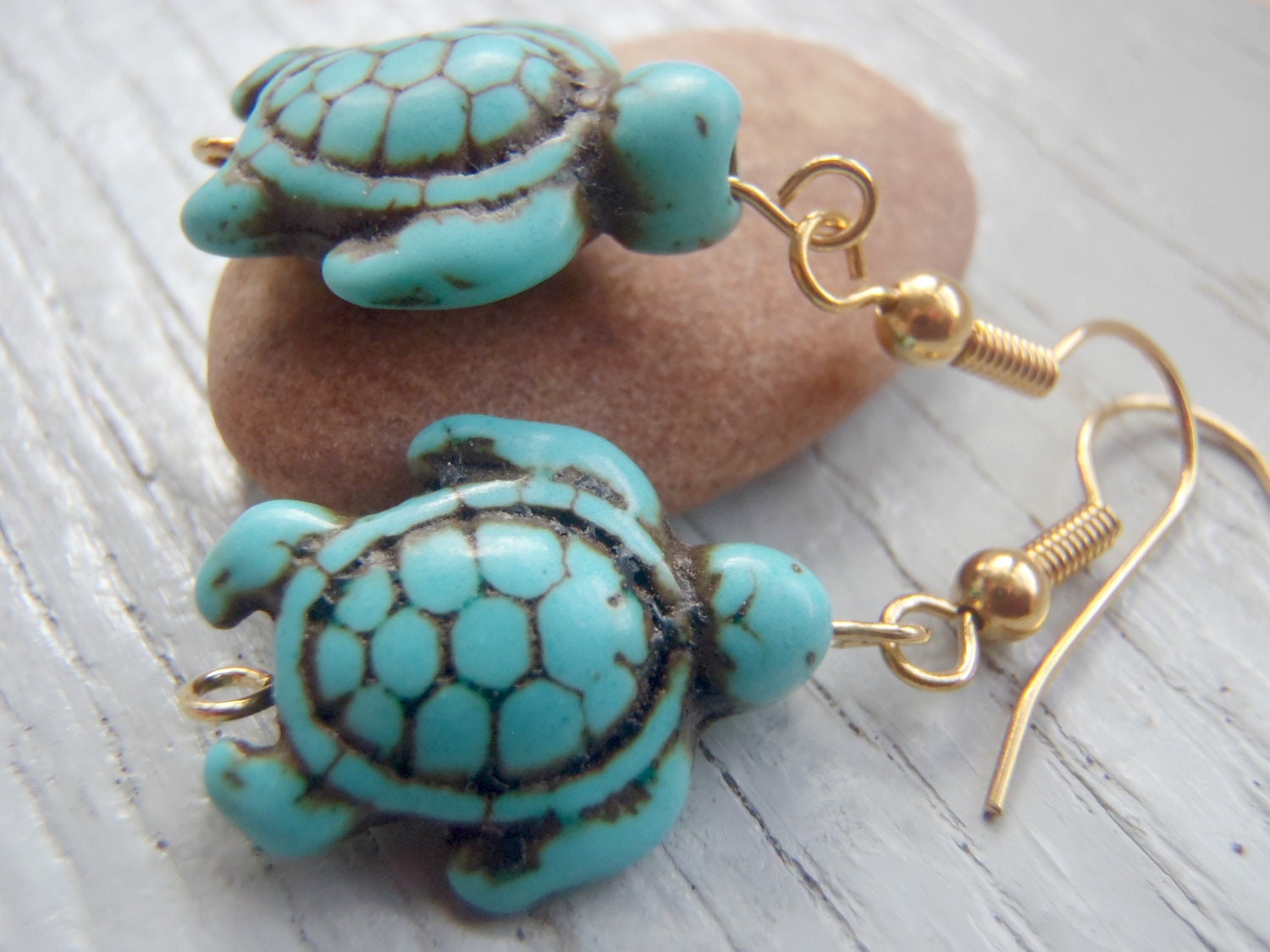 turquoise turtle earrings