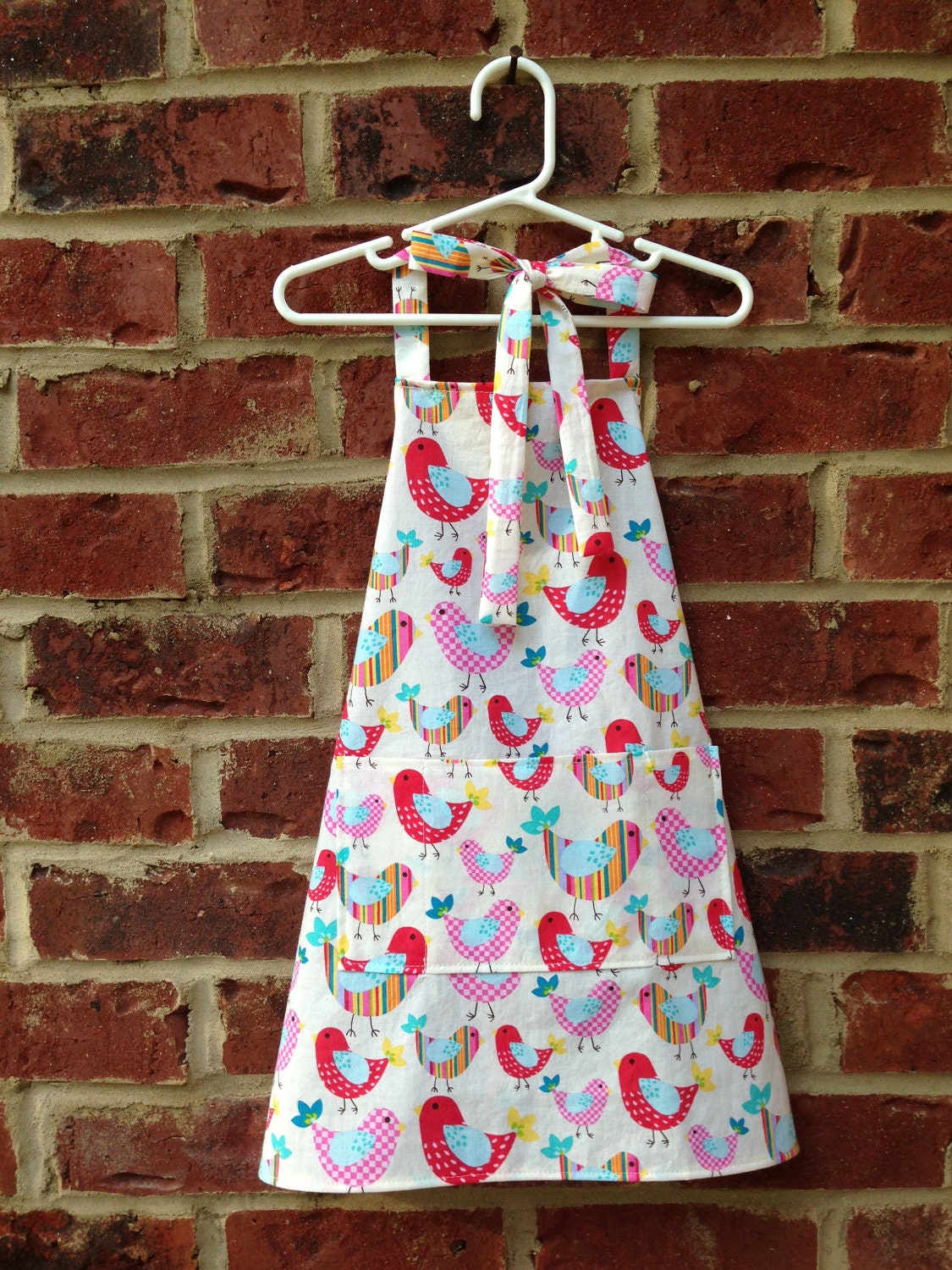 Kids Apron - Patterned Birds Childrens Apron - Childs Apron - Kitchen Accessory