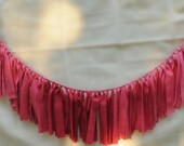 Red Pink Ombre hand dyed Fabric "rag" garland - Wedding & Party decor, photo backdrop