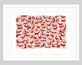 Red Dogs' Doodahs by Lo Cole, archival print (A3) 16.5" x 11.7"