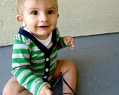 Baby Cardigan Onesie - Green Preppy Baby Boy Cardi - Perfect for a Winter Baby Shower Gift