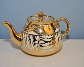 GIBSONS Staffordshire Gold Lustre Ware Teapot 1950s