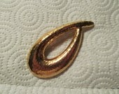 Vintage Monet Large Hammered Gold Brooch pin Estate Piece SIGNED unique alien weird shape Tear Drop