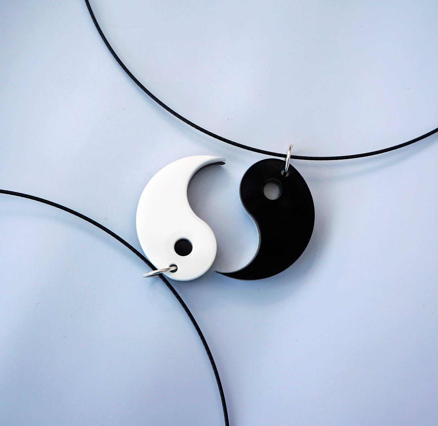 His/Hers & Best Friends Yin Yang Acrylic Plastic Necklace Charms