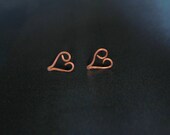 Love Ear Rings Stud Copper Wire Metal Jewelry Post Ear Rings Contemporary modern GIfts for her Handmade Luxe Style