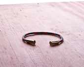 Christmas Camo Bullet Casing Bracelet recycled .22lr casings green red white paracord wire BRZN