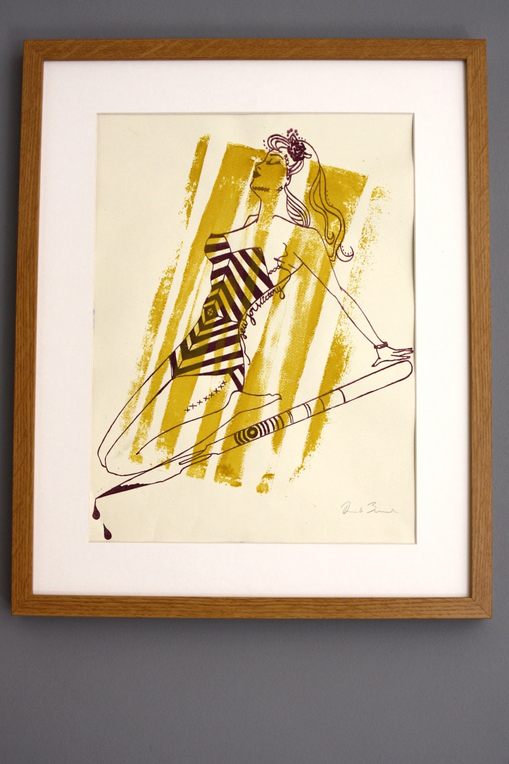 Original art work hand-pulled silkscreen prints Framed "Sew for Victory"  Wall Art signed Limited edition print by Debono & Bennett
