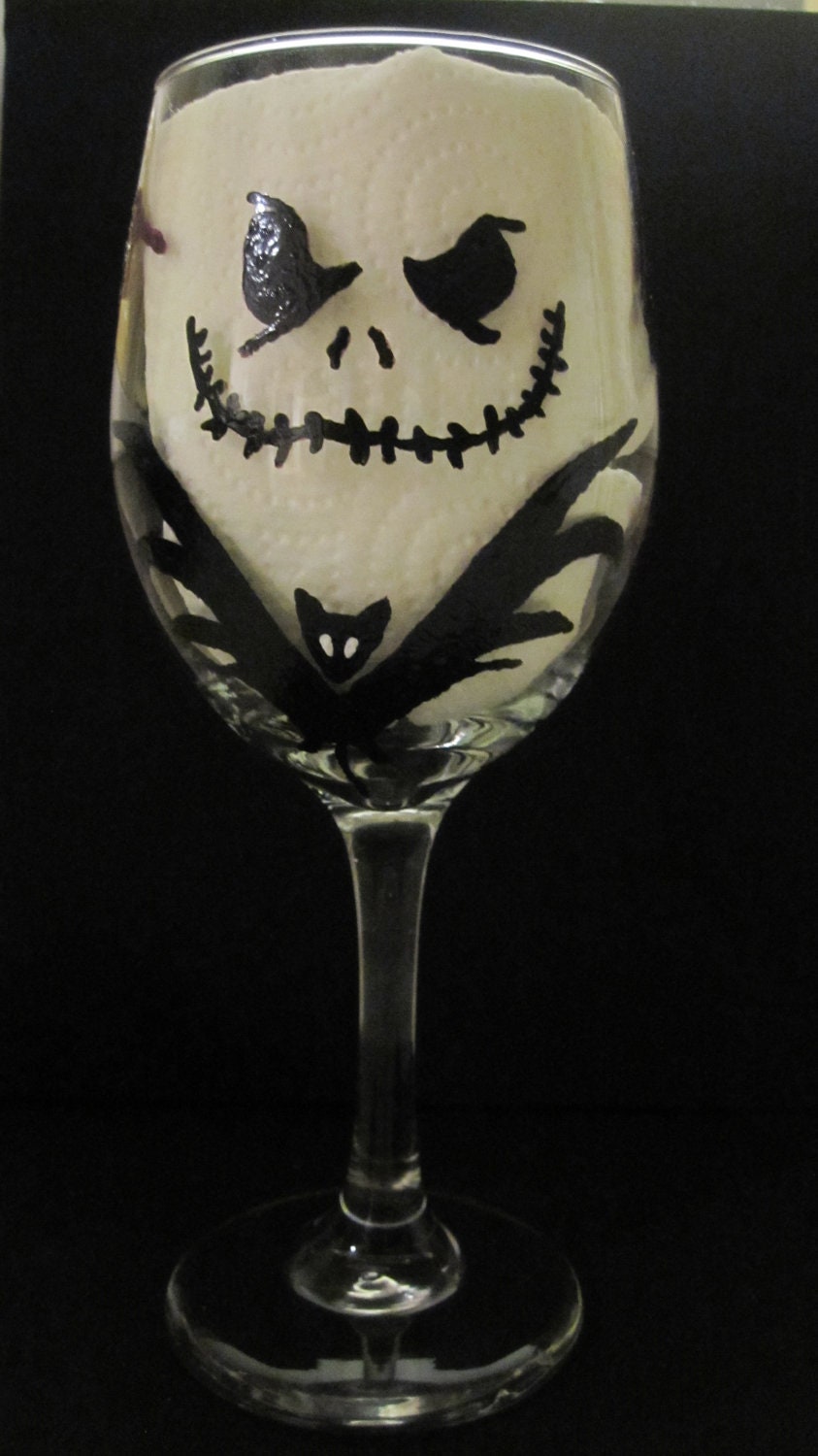 Nightmare Before Christmas Wine Glass by GlassyGlam on Etsy