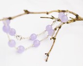 Jade Bracelet Sterling Silver Wire Wrapped in Pale Lavender