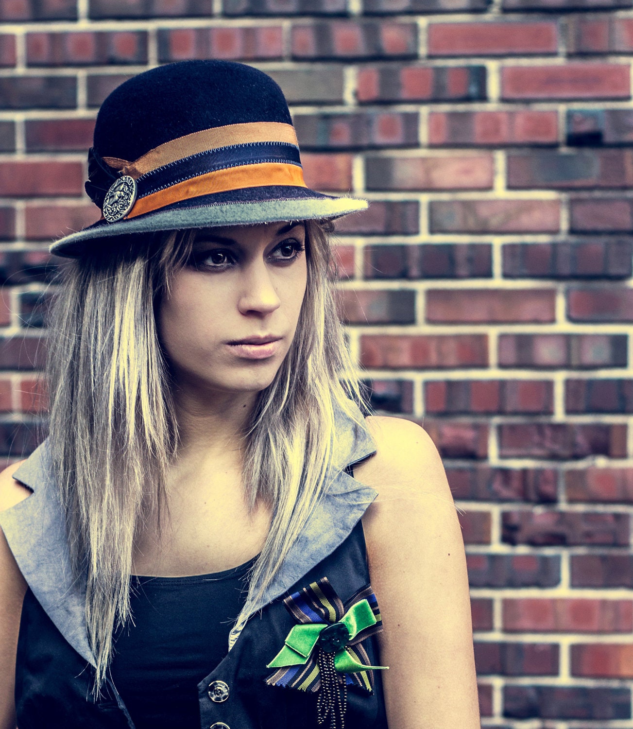 The Laila - Color Blocked Hat with Grosgrain Trim