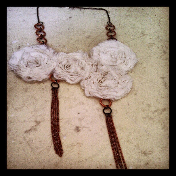 Copper Rose Bib Necklace