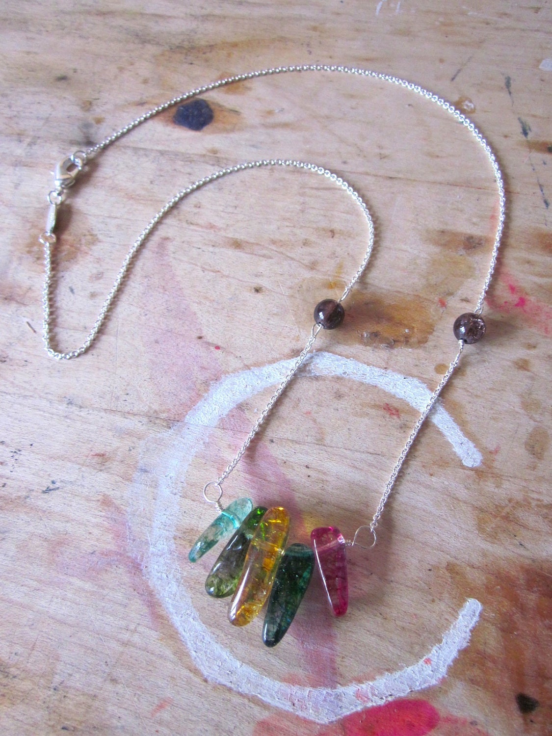 Watermelon Quartz Drop Necklace