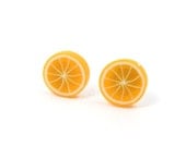 Orange Stud Earrings - Orange Slice Earring Posts - Orange Jewelry - Fruit Jewelry