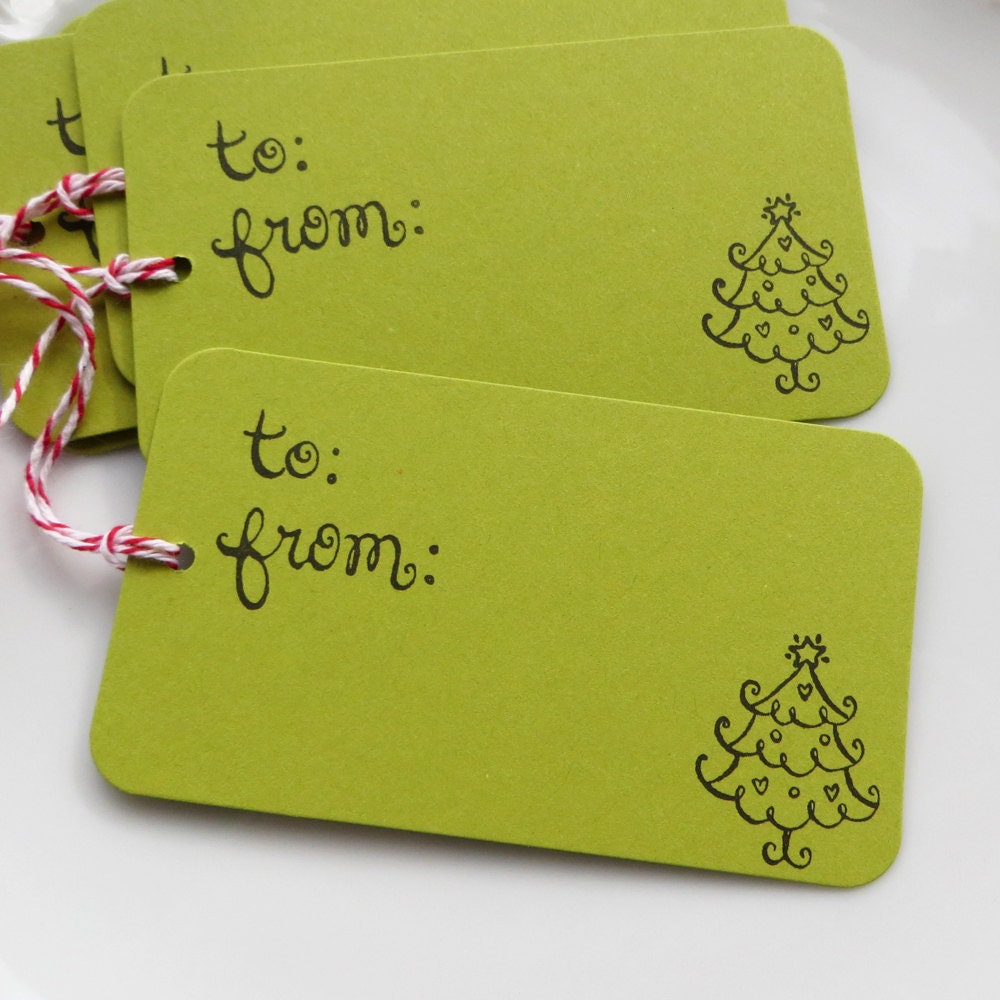Christmas Tags To From Tree - Set of 6 Large Tags - Holiday Gift Tags Christmas Gift Packaging Christmas Tree Tags Il_570xn