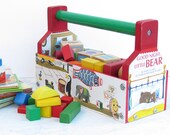 Baby Board Books Organizer -Tool Box Caddy Baby Blocks Holder - Valentine Gift for Children - Ready to Ship