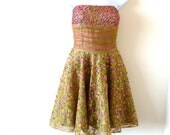 Size 10 - Size 12 - Frou Frou - Strapless - Beaded - Wedding - Pink - Green - Tulle - Floral - Sparkle - Jovani - Designer - Redhead