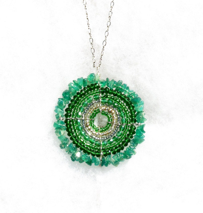 African Necklace, Green Onyx and Gold (Large)